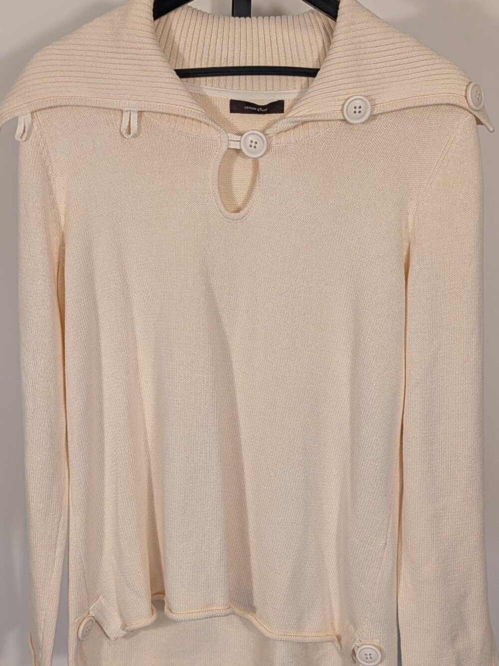Vintage Cotton Ginny 100% Cotton Statement Collar Sweater | Button Detail | Sz